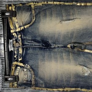 Blue topic jeans size 5/6 blue beige and gold